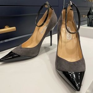 Jimmy Choo black and gray heels